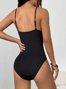 Flirla Women's Sexy Sheer Patchwork Sleeveless Black Bodysuit