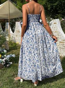 SHEIN 女士休闲碎花印花无袖孕妇装 - 藍白色 - 查看 2