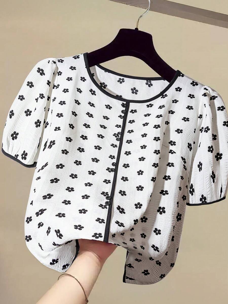 SHEIN LUNE 花卉印花大码女式休闲衬衫