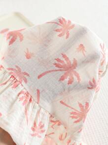 Cozy Pixies Baby Girl Plant & Floral Print Casual Sleeveless Dress, Versatile Baby Sun Dress Baby Beach Dress Baby Palm Tree Dress Baby Summer Dress Baby Girl Tropical Dress