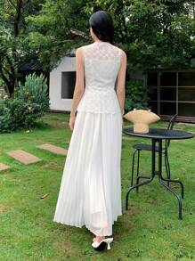SHEIN LUNE 女士日常两件套服装 - 白色 - 查看 2