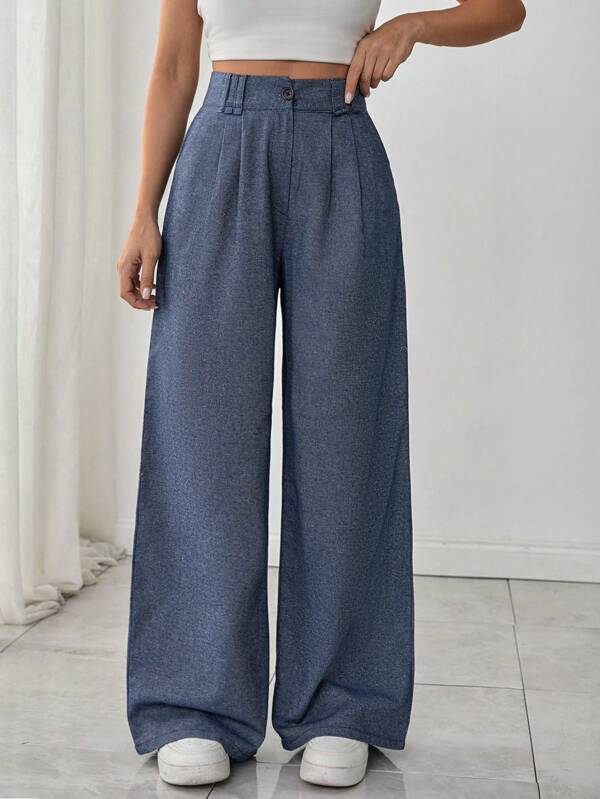 RueChic Women's Indigo Plicated Casual Pants