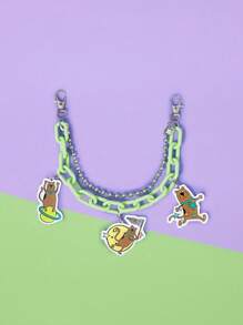 SCOOBY-DOO X SHEIN 卡通狗与星月图案裤子链饰 - 綠色 - 查看 1
