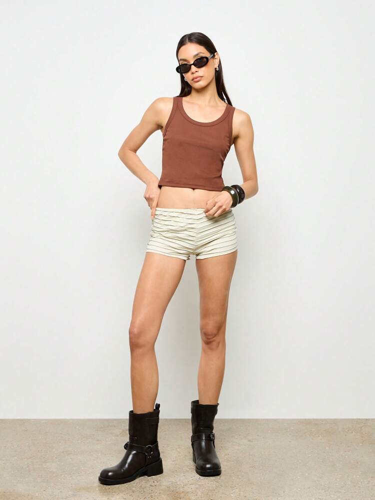 Ruffle Layer Tailored High Waisted Shorts