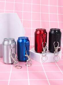 SHEIN 1 pieza Cenicero portátil con forma de lata metálica y tapa abatible, con llavero, adecuado para uso al aire libre, en el hogar y en el coche, regalo de cenicero, artículos de graduación