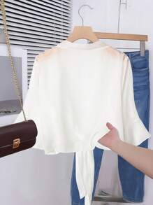 SHEIN LUNE Capa ligera con nudo delantero de talla grande para protección solar