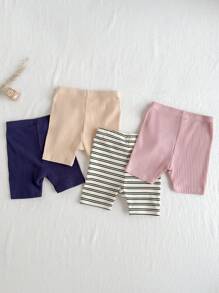 Loomiva 4件套女婴针织柔软松紧腰休闲短裤套装 - 彩色 - 查看 2