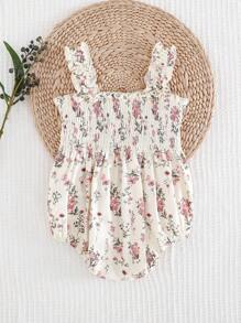 Cozy Pixies Baby Girl Ditsy Floral Pattern Ruffle Trim Bodysuit - Multicolor - View 2