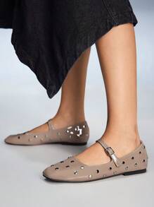 CUCCOO GRLICON أحذية نسائية مسطحة بطراز Y2K، مناسبة للبنك البانك والدراجات النارية والفتاة الجميلة وحفلات الهالوين والكريسماس والمناسبات - كاكي - مشاهدة 4