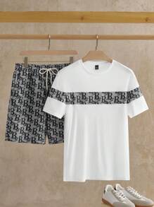 Manfinity NXTstreet Men Knitted Casual Short Sleeve T-Shirt Set - White - View 3
