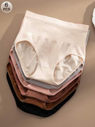 SHEIN 6pcs/Pack Comfortable Women High Waisted Seamless Panty