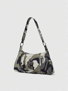ROMWE Grunge Punk Bolso de mujer cruzado de moda con estampado de camuflaje - Verde - Ver 8