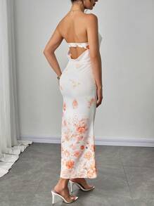Firerie Ladies New Floral Print Backless Strapless Dress, Suitable For Beach Trips, Outings, Daily Casual Outings, Beach Vacations, Garden Parties/Tea Parties And Other Occasions/Pride Outfits Women/Acation Outfits Woman/Birthday Dress/Teacher Outfits For Women - Multicolor - View 8