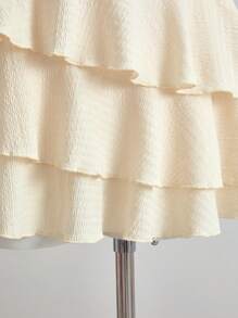 SHEIN Teen Girl Dresses, Summer Vacation, Casual, Knitted Jacquard Ruffled Hem Mini Dress