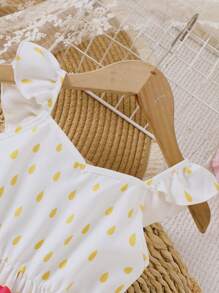 Vestido de fiesta sin mangas con cuello en V con volantes y estampado de flores y mariposas arcoíris para niña, para primavera/verano - Multicolor - Ver 4