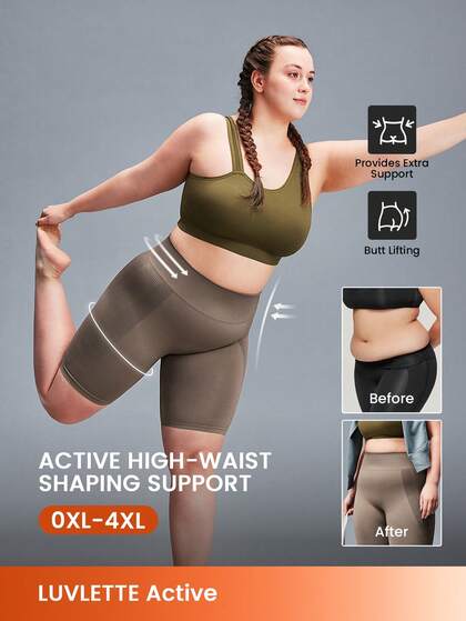 LUVLETTE Pantalones cortos deportivos de cintura ancha y elegante para mujer talla grande, leggings de yoga, fitness y ciclismo, leggings deportivos de tonos de la tierra para gimnasio
