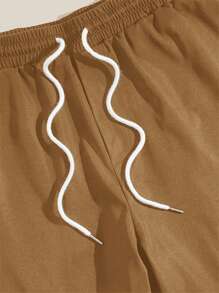 EASEVO 大码梭织宽松直筒休闲短裤 - 駝色 - 查看 6