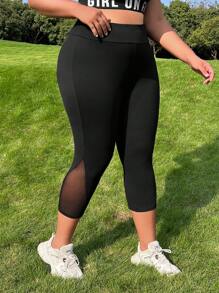 SHEIN EZwear Leggings de cintura ancha de malla en contraste