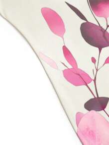 INAWLY 女士夏季度假风格植物印花修身露肩短款连衣裙