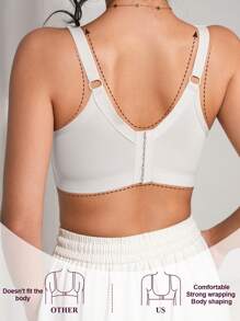 SHEIN 1 件女士柔软舒适网眼刺绣文胸，可调节肩带，提升塑形，钢圈 - 彩色 - 查看 2