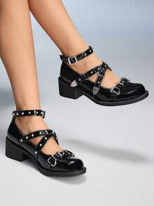 CUCCOO GRLICON Damplattor, Motorcykelstil, Y2K, Cool tjej, Tillbaka till skolan, Halloween, Jul, Festoutfit - Svart - Visa 8