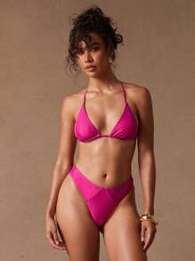 SHEIN Unity Bikini bơi Áo tắm biển Hồ bơi Thường ngày Kỳ nghỉ Tiệc Brunch Thanh lịch Gyaru Club Đi chơi Buổi hòa nhạc gợi cảm Chuyến lưu diễn toàn quốc Lễ hội âm nhạc Mùa hè Pastel - Màu Hồng Tươi - Xem 1
