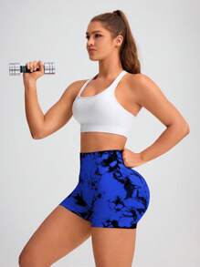 Core Rhythm Quần short thể thao in họa tiết tie dye cạp cao cho nữ Quần short tập luyện tie dye Quần short tập luyện - Nhiều màu - Xem 6