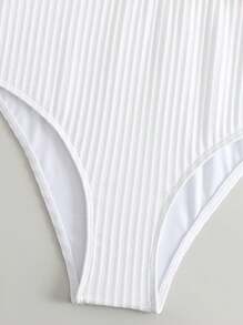 Swim Vcay Phụ nữ một mảnh Hội Chữ thập Ruy băng In chữ V - trắng - Xem 3