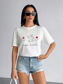 SHEIN Maglietta oversize estiva da donna con dettagli in decorazione