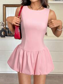 SHEIN EZwear Summer Casual Pink Sleeveless Mini Dress For Women - Pink - View 6