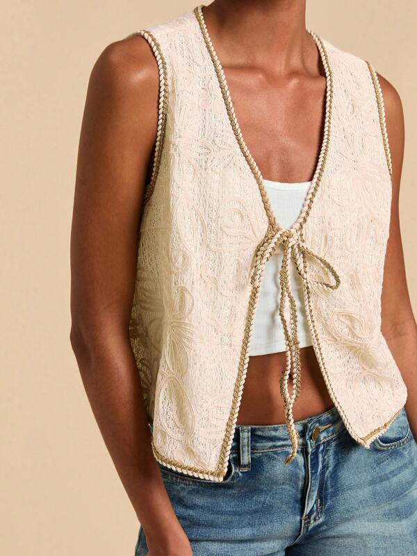 Travachic Women's Vacation Jacquard Knit Embroidered Floral Cropped Tank Top Vest,Vacation Outfits Woman,Beach Vacation Outfits,Summer Outfits For Women