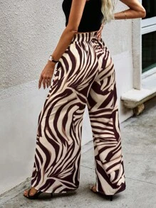 SHEIN PETITE Women's Casual Loose Random Print Pants