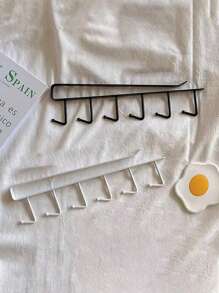 1 件/无需钻孔壁挂式搁架，带 6 个挂钩，铁艺珠宝配件收纳挂架，适用于存放钥匙扣、项链、娃娃、小雕像和其他各种小物件，储物挂钩，适用于家庭、卧室、橱柜、校园、宿舍使用，阳光旅行凉爽