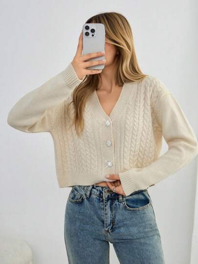 EURMUSE Petite Cable Knit Diamond Button Detal Casual Comfort Cardigan For Winter,Long Cardigans Woman,Cardigans