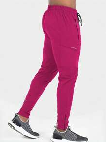 Manfinity Sport Corelite Pantalones deportivos casuales de unicolor con cordón en la cintura y ajuste slim para hombres - Rosa - Ver 1