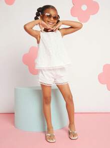 Mini mi Kids' Square-Toe Shell Charms White Pu Seaside Thong Sandals| Ocean-Inspired Play-To-Pool Flip-Flops