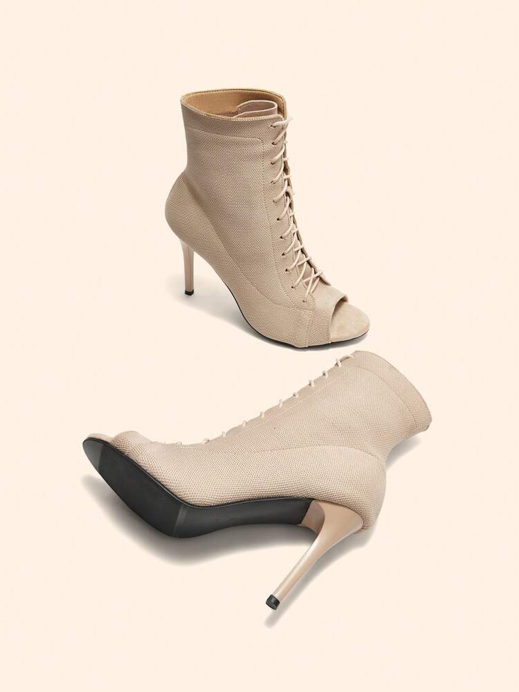 CUCCOO BASICS Morelowe Kolorowe Sznurowane Seksowne Szpilki Peep Toe