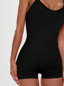 Musera Sport 细肩带运动连体衣，适合运动、健身、健身房、板式网球、网球、匹克球、瑜伽、普拉提等运动，秋季日常休闲穿着。 - 黑色 - 查看 4