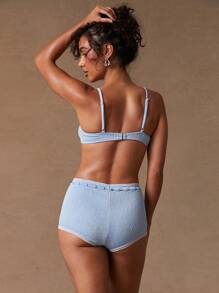 NYA SZN Quần bơi bikini ngắn, phong cách cổ điển, sang trọng, thanh lịch cho kỳ nghỉ hè trên bãi biển - Màu xanh lam - Xem 7