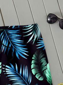 Manfinity KASUA Pantalones cortos de playa para hombre con estampado digital todo sobre plantas tropicales de moda casual y maduro, adecuados para vacaciones de verano en la playa, citas, fiestas, combinación de parejas/familias, regalo ideal para novio, hawaianos