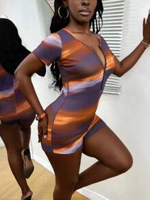 SHEIN EZwear 女士时尚渐变色连体衣，夏季