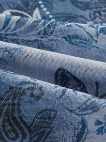 SHEIN ICON 女士碎花荷叶边时尚吊带背心，适合7月4日美国独立日穿着，可爱夏日上衣 - 霧霾藍 - 查看 4