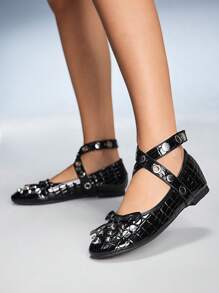 Cuccoo CUCCOO GRLICON Scarpe da ballo piatte vintage da donna tipo Mary Jane, con chiusura a scivolo