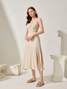 CUCCOO CHICEST 女士简约舒适方头平底凉鞋 - 卡其色 - 查看 9