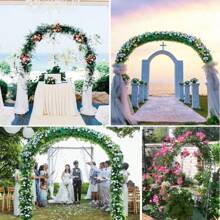 Iron Wedding Arch Decorative Garden Backdrop Pergola Stand Flower Frame For Marriage Birthday Wedding Party Decoration 3 In 1 - Black - View 7