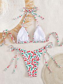 Swim Mod Women's Cherry Print Bikini Set, Cute Summer Beach - Multicolor - View 3