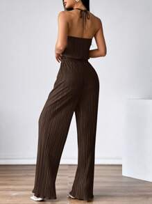 Firerie 2件套女式吊带背心和松紧腰裤套装 - 咖啡棕 - 查看 2