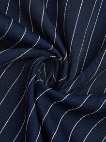 Rometta Plus Size Women Striped Elastic Waist Loose Straight Leg Trousers With Metal Buckle Decoration, Casual And Versatile Design Suitable For Daily, Work And Multiple Occasions Fall Cloth For Women