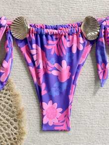 Swim Mod Women's 2pcs Seashell Print Strappy Bikini Swimsuit Set For Summer Beach Vacation - Multicolor - View 4