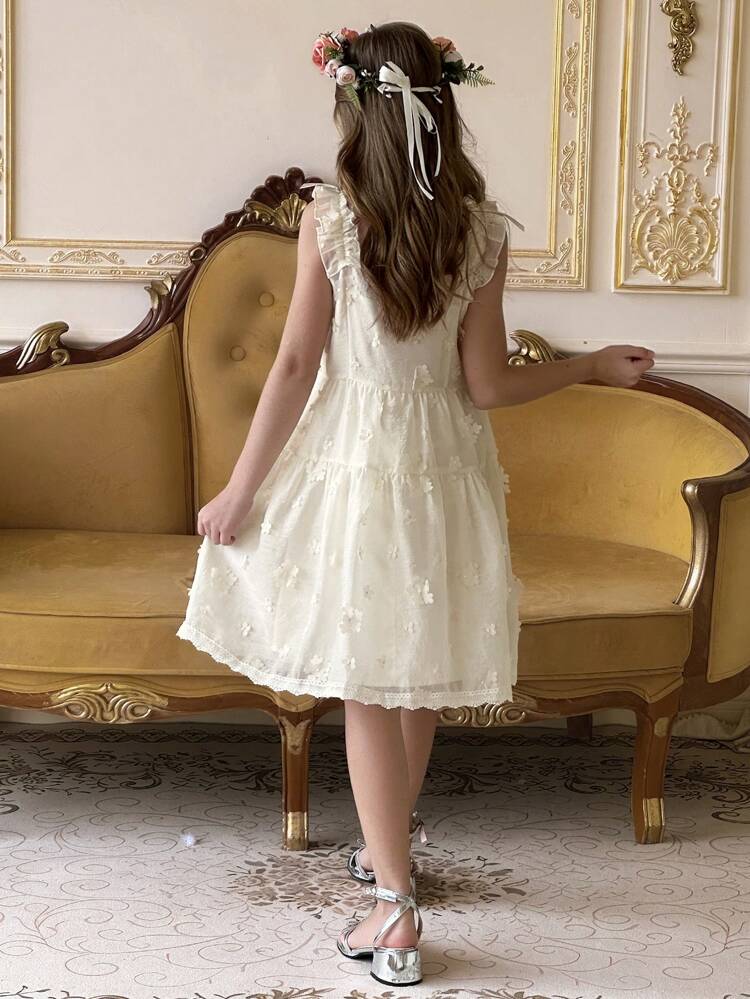 Tween Girls ' Sleeveless Dress With Petal Decoration, Summer,Back To School Clothes